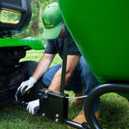 John Deere 175 lb Tow-Behind Broadcast Spreader, Rustproof Poly Hopper, Universal Fit