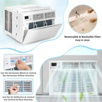 Quiet window air conditioner with 10,000 BTU, remote control, Eco mode, Energy Star certified, 3-in-1 unit with dehumidifier