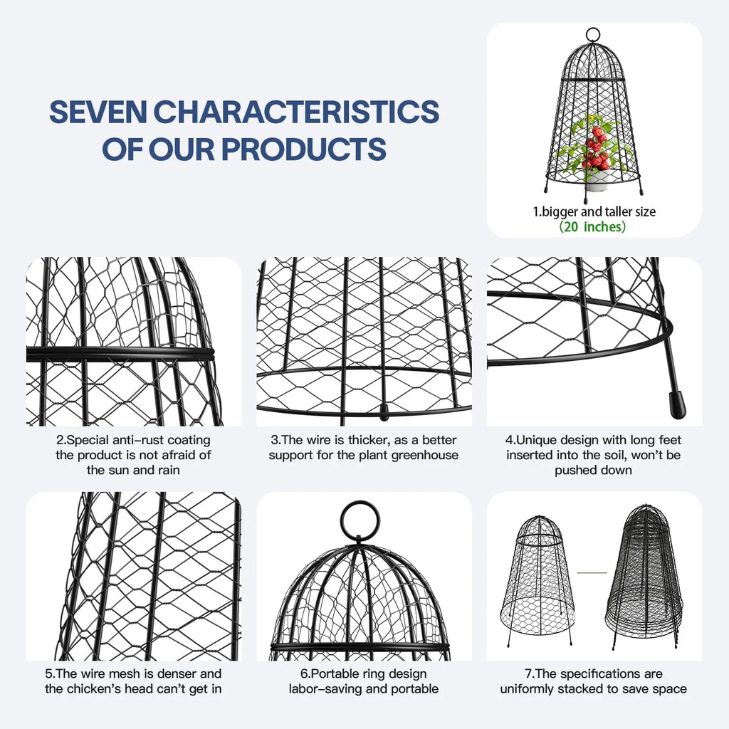 Yolid Garden Cloches for Plants Set of 6, Chicken Wire Cloche Plant