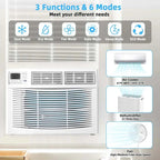 Quiet window air conditioner with 10,000 BTU, remote control, Eco mode, Energy Star certified, 3-in-1 unit with dehumidifier