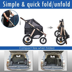 Jogging Sports Stroller with Comfort Rubber Wheels/Zipper-Less Entry/1-Hand Quick Fold/Aluminum Frame for Small/Medium Dogs, Cats and Pets (Green Camo)