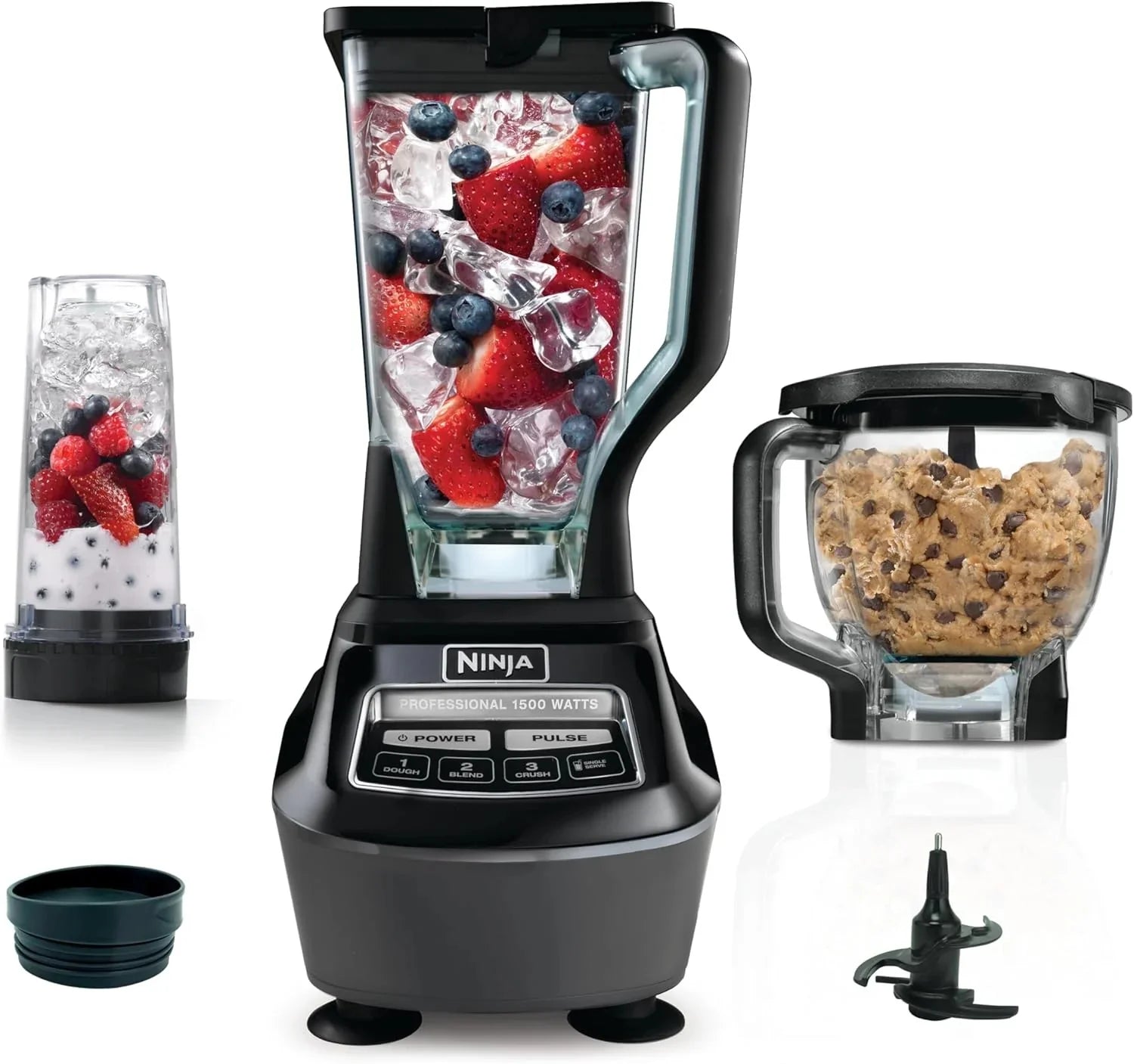 Ninja Mega Kitchen System, 1500 Watt Stand Mixer (2.1 Liters) and Food Processor (8 Cups) with (2) 473 ml Takeaway Cups