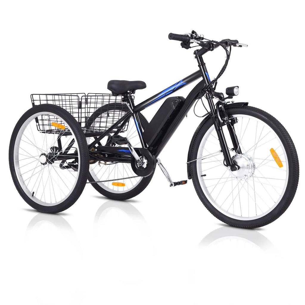 Garvee 3 Wheel Electric Bicycle for Men Women, 350W Motor Electric Tricycle for Adults, 26" Fat Tire Motorized Bicycle w/ 36V 10Ah Removable Battery, 7 Speed Electric Trike up to 50+ Miles, 3 Modes