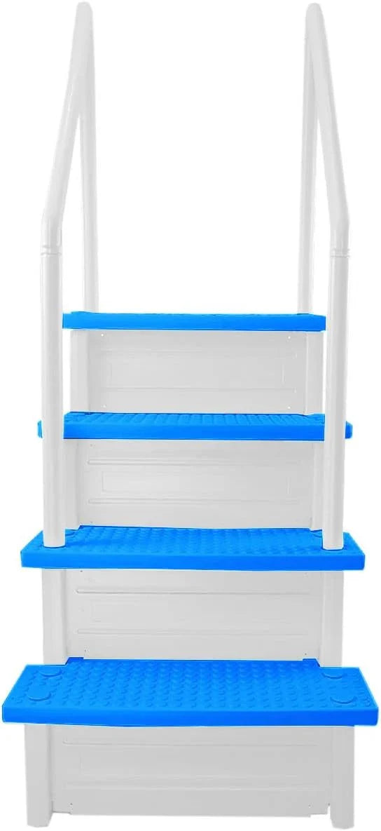 Non-slip entry steps for pools | Grey | For above-ground pools | Can be installed on terraces with a height of 122 to 137 cm | Load capacity up to 136 kg