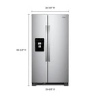 36-inch wide side-by-side refrigerator – 24 cubic feet stainless steel