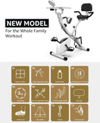 Foldable Exercise Bike Stationary Bikes for Home, 5 IN 1 Indoor Workout Bike, Cycling Bike with 16-Level Quiet Magnetic Resistance, 6.6 LBS Flywheel and 300LBS Capacity, 2025 Designed 817 X-bike