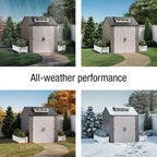 Rubbermaid resin garden shed with floor (2.13 x 2.13 m), weatherproof, grey, for storing garden tools, lawnmowers, bicycles and pool accessories