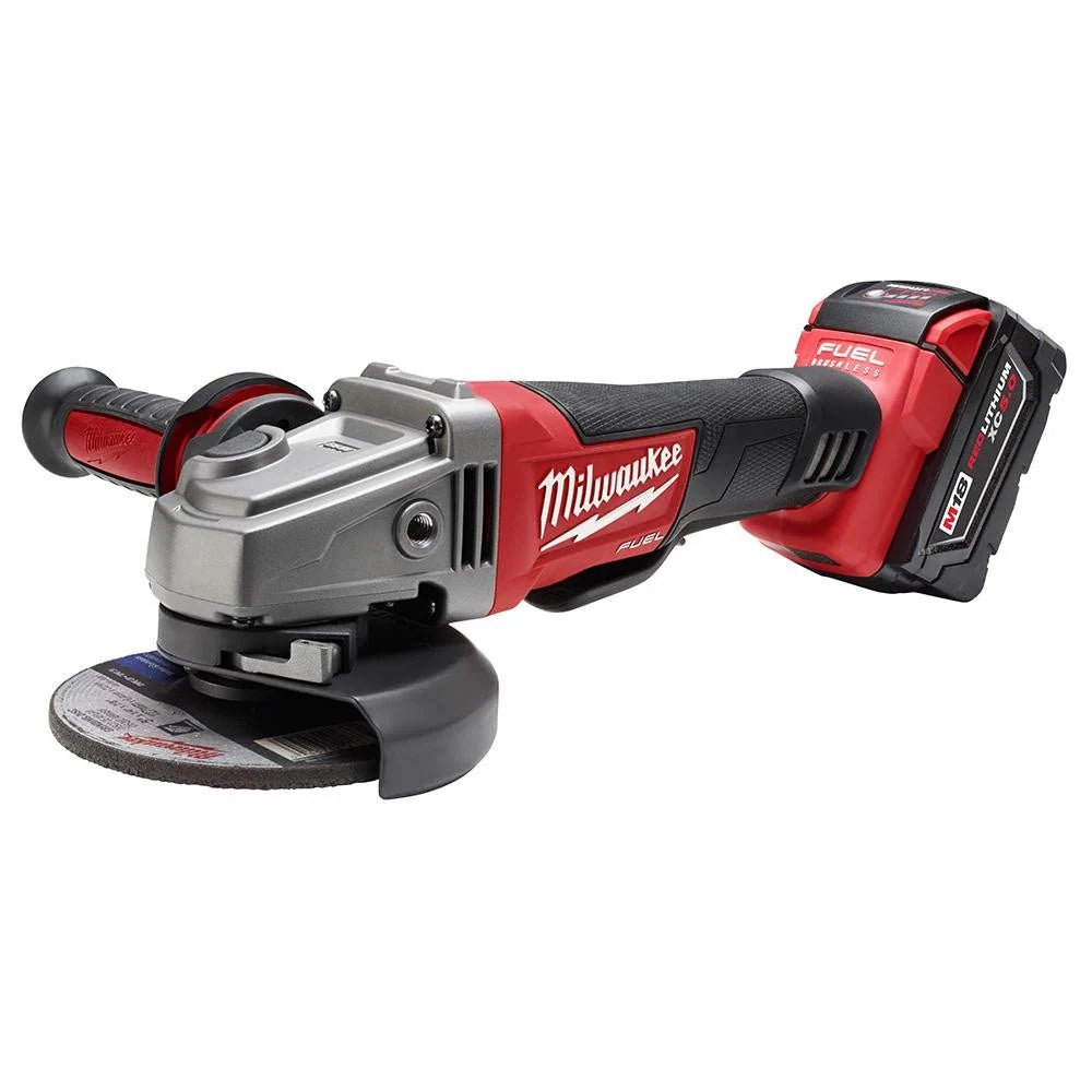 Milwaukee M18 FUEL 18-Volt Lithium-Ion Battery Combo Set (10-piece) with brushless motor, 2025, including 2 x 5.0 Ah batteries, charger and 2 tool bags.