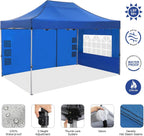 COBIZI 10x20 Heavy Duty Pop up Canopy Tent with 6 sidewalls Easy Up Commercial Outdoor Canopy Wedding Party Tents for Parties All Season Wind & Waterproof Gazebo with Roller Bag,Black(Frame Thickened)