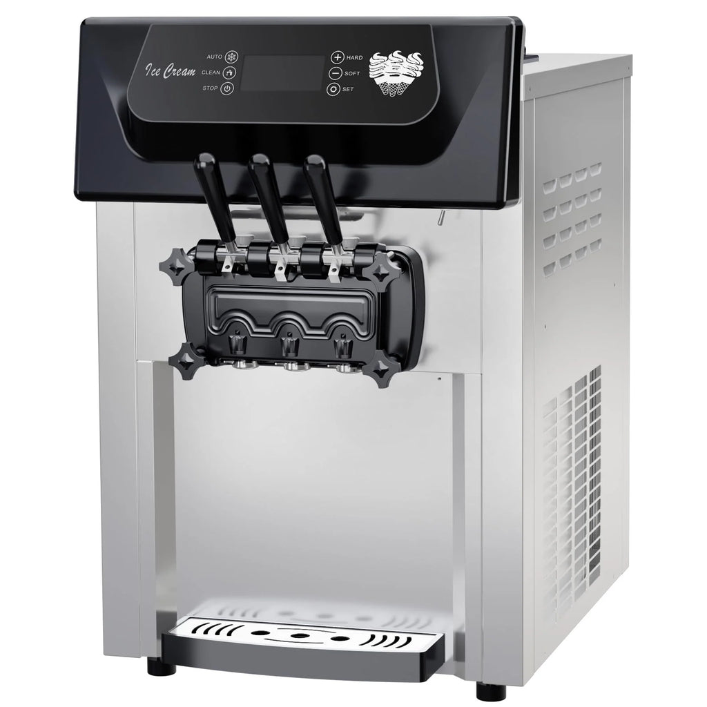 Garvee 2200W Commercial Ice Cream Machine, 3 Flavor Soft Serve Ice Cream Machine, 5.3-7.4 Gal/Hr, with LCD Touch Screen, Automatic Cleaning, High Productivity for Home Snack Bar & Restaurants