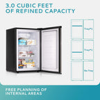 Upright freezer, 3.0 Cubic Feet, Single Door Compact Mini Freezer with Reversible Stainless Steel Door, Small freezer for Home/Dorms/Apartment/Office (Silver)