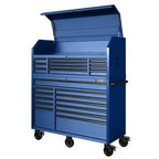 2025 56 inch W x 22 inch D Heavy-duty combination tool trolley with 23 drawers and tool cabinet in matte blue