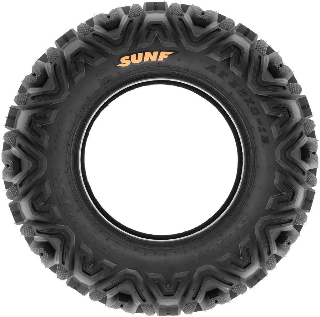 Set of 4 ATV/UTV off-road tires, 25x8-12 front and 25x10-12 rear, 6 PR, tubeless A033