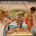 EAST OAK Screen House Tent Pop-Up, Portable Screen Room Canopy Instant Screen Tent 10 x 10 FT with Carry Bag for Patio, Backyard, Deck & Outdoor Activities, Beige
