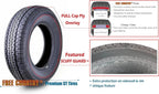 Set of 4 heavy-duty trailer tires ST205/75R15 205 75 15 10-ply, load class E, steel-belted radial tires with abrasion protection