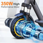 Electric scooter, 350W/500W powerful motor, 8.5"/10" solid rubber tires, 19/22 mph, 28/21/12 mile range, dual brakes