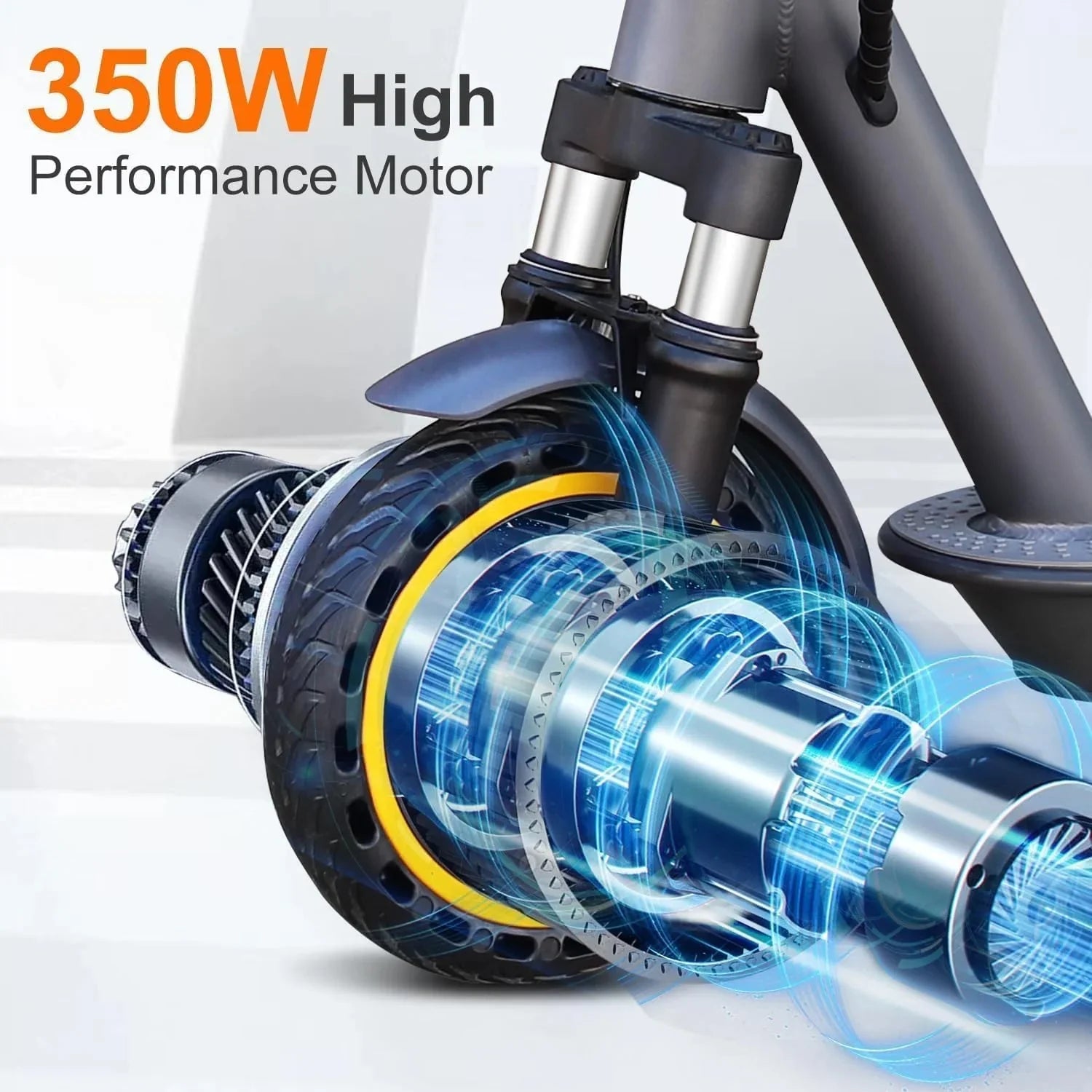 Electric scooter, 350W/500W powerful motor, 8.5"/10" solid rubber tires, 19/22 mph, 28/21/12 mile range, dual brakes