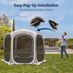EAST OAK Screen House Tent Pop-Up, Portable Screen Room Canopy Instant Screen Tent 10 x 10 FT with Carry Bag for Patio, Backyard, Deck & Outdoor Activities, Beige