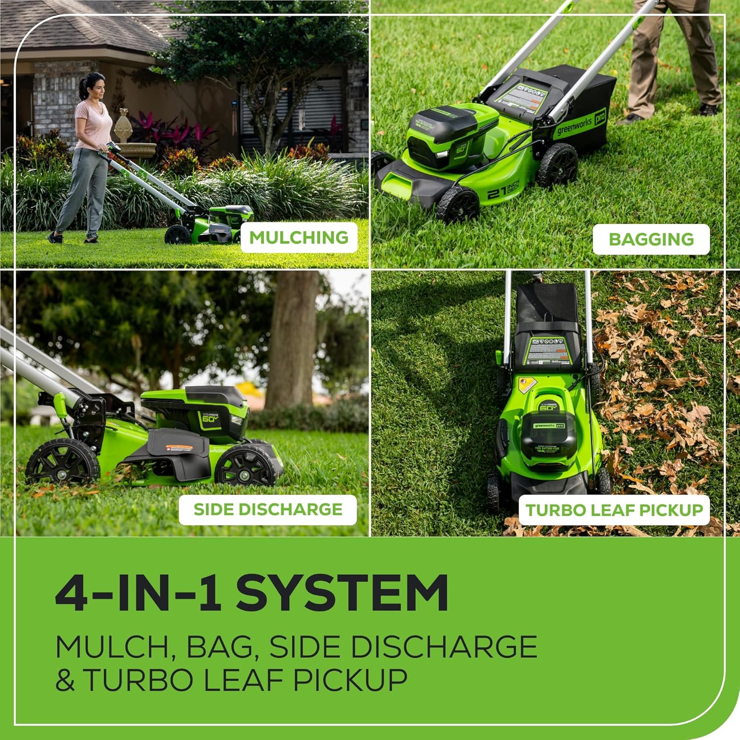 Greenworks 60V 21” Cordless (Self-Propelled) Lawn Mower , 2 x 4.0Ah Batteries and Dual Port Rapid Charger  sgtnighsdesigns