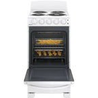 20-inch electric oven with 4 cooking zones, freestanding, in white