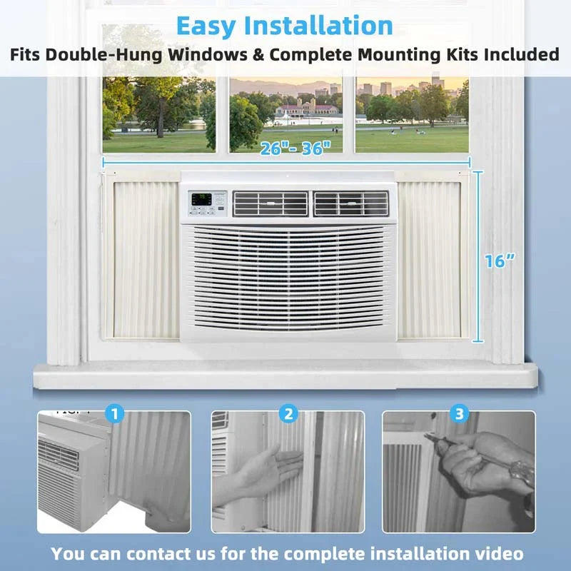 Quiet window air conditioner with 10,000 BTU, remote control, Eco mode, Energy Star certified, 3-in-1 unit with dehumidifier