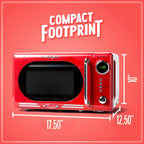 Nostalgia Retro Compact Countertop Microwave Oven - 0.7 Cu. Ft. - 700-Watts with LED Digital Display - Child Lock - Easy Clean Interior - Red