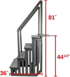 Non-slip entry steps for pools | Grey | For above-ground pools | Can be installed on terraces with a height of 122 to 137 cm | Load capacity up to 136 kg