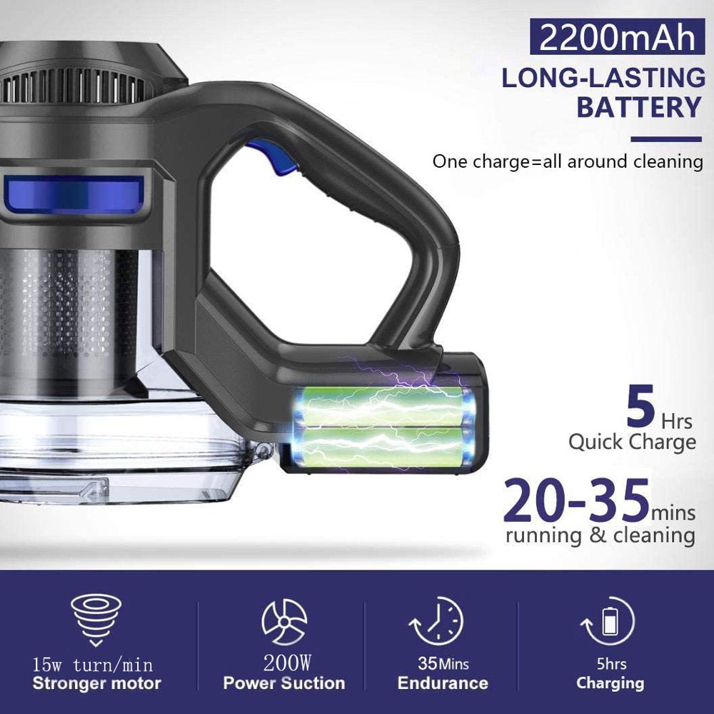 MOOSOO XL-618Pro Cordless Vacuum, 4-in-1 Lightweight Stick Cleaner, 20Kpa Suction, 1.3L Dust Cup, Detachable Battery