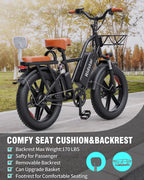 Bopzin 1000W Electric Bicycle for Adults, 48V 15Ah Removable Battery, 20" x 4.0" - 1000W