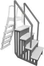 Non-slip entry steps for pools | Grey | For above-ground pools | Can be installed on terraces with a height of 122 to 137 cm | Load capacity up to 136 kg
