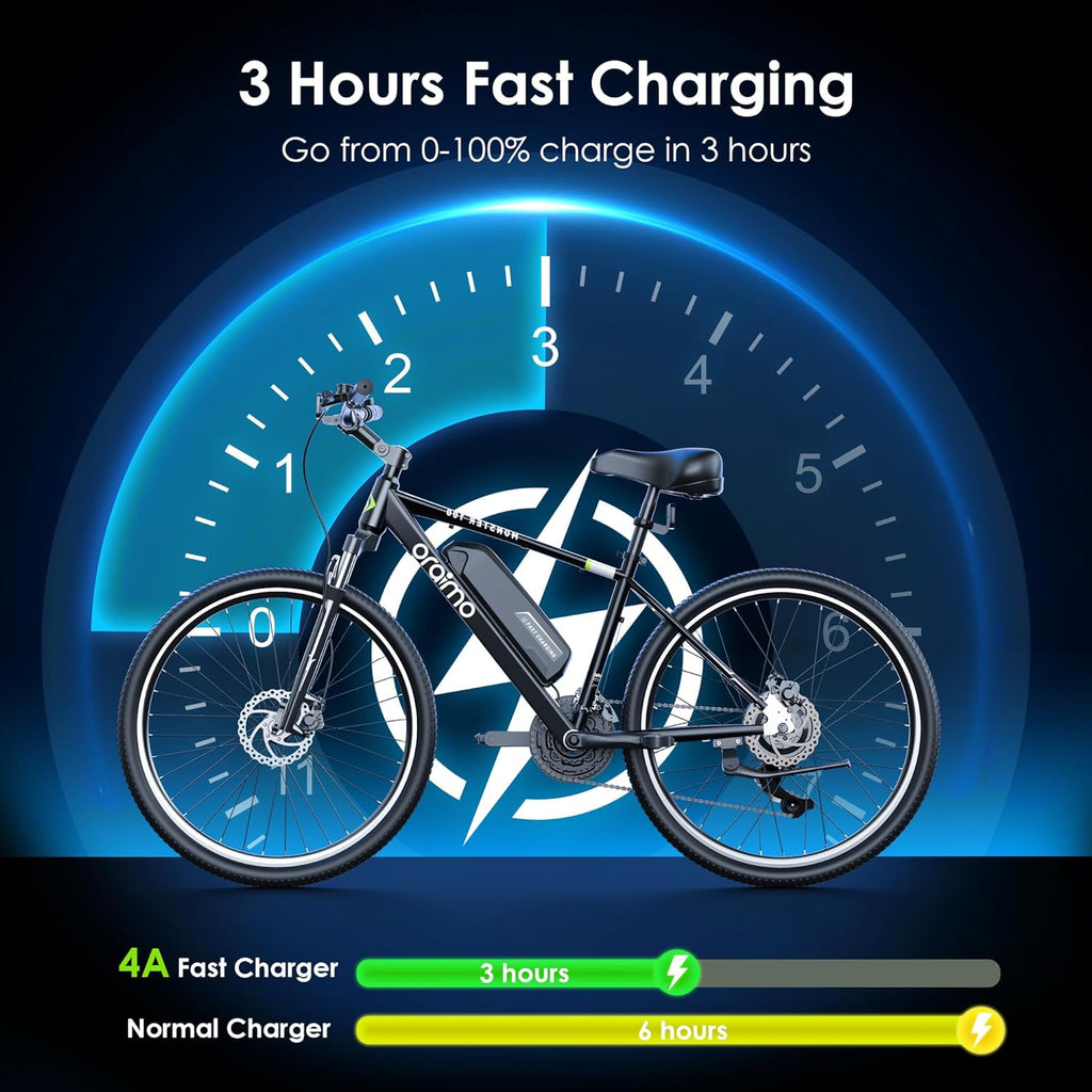 Adult Electric Bike, 350W BAFANG Motor (500W Peak), 4A 3H Fast Charging, 468Wh Li-Ion Battery, 21 Speed Gears, Air Saddle, 45 Miles 20 MPH 26" Mountain Bike Electric Bike