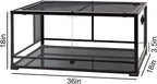 50 Gallon Reptile Glass Terrarium Tank Double Hinge Door with Screen Ventilation Large Reptile Terrarium 36" x 18" x 18"(Knock-Down)