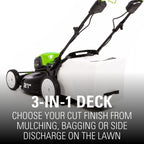 80V Battery-Powered Lawn Mower, 53 cm (21 inch), Self-Propelled, Brushless | Greenworks