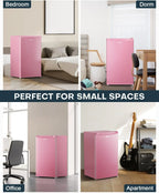 Upstreman 3.2 Cu.Ft Mini Fridge with Freezer, Single Door Mini Fridge, Dorm Fridge, Adjustable Thermostat, Mini Refrigerator for Bedroom, Office, Dorm, Black-BR321