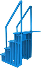 Non-slip entry steps for pools | Grey | For above-ground pools | Can be installed on terraces with a height of 122 to 137 cm | Load capacity up to 136 kg