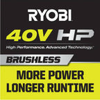 Ryobi 40V HP Brushless Whisper Series 190 MPH 730 CFM Cordless Battery Jet Fan Leaf Blower with (2) 4.0 Ah Batteries and Charger