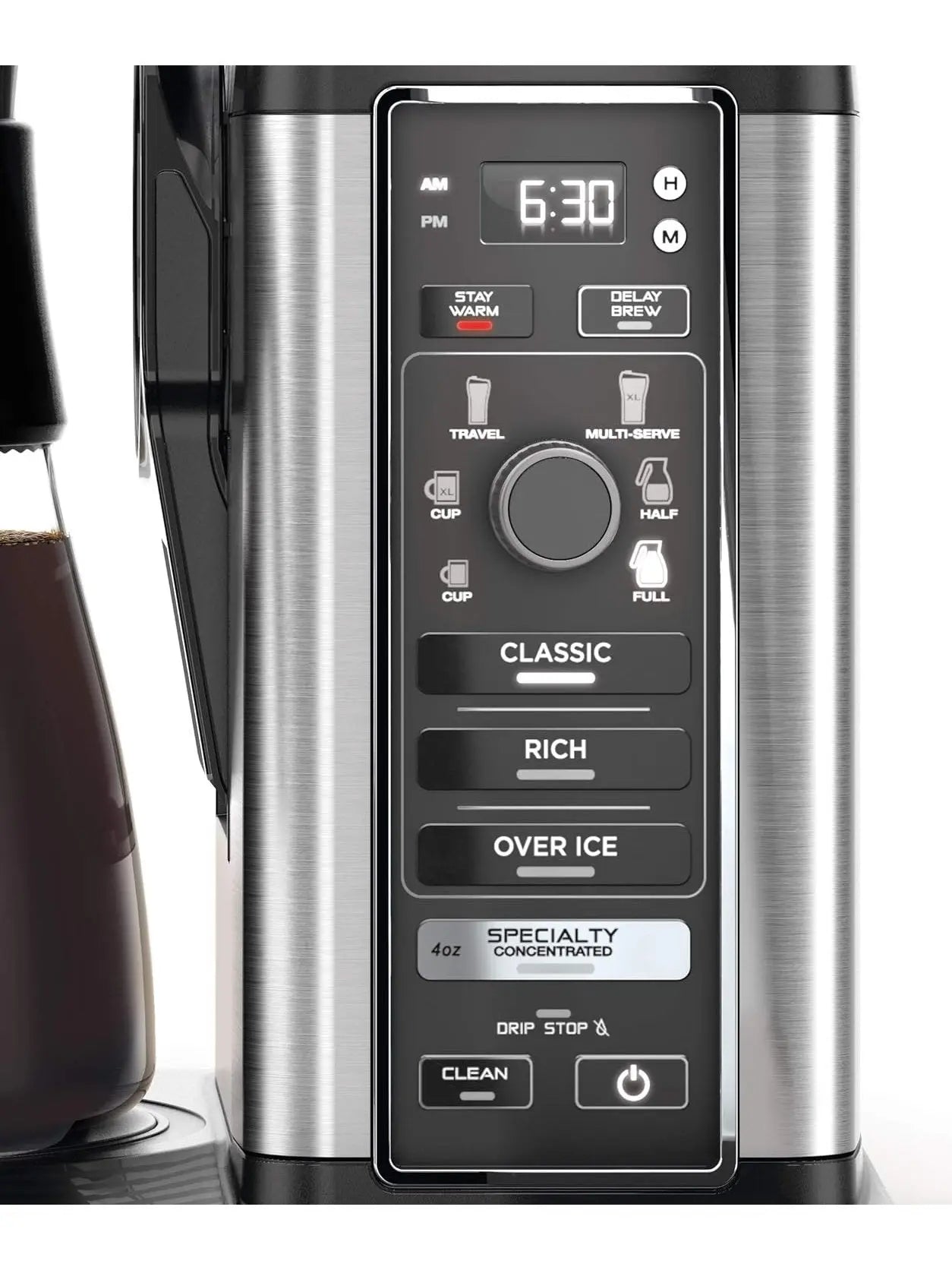 Ninja CM401 Specialty 10-Cup Coffee Maker with 4 Brew Styles for Ground Coffee, Built-in Water Reservoir, Fold-Away Frother & Glass Carafe, Black