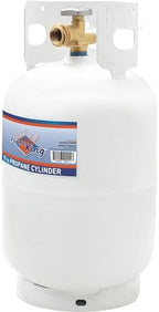 2025 Flame King YSN10LB 10LB Steel Propane Tank Cylinder with Type 1 Overflow Protection Device Valve  for Camping  Fire Pits  Heaters  Grills  Overlanding  White
