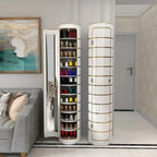 Large-capacity multi-layer rotating disinfection shoe cabinet [with mirror + deodorizer]