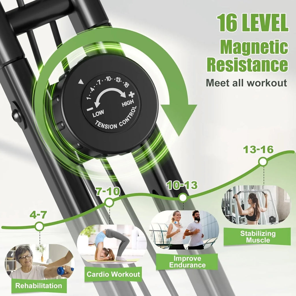 Caromix Folding Exercise Bike, 4 in 1 Stationary Bike 16-Level Magnetic Resistance Cycling Bicycle Upright Indoor Cycling Bike for Home Workout 330LB Capacity  sgtnighsdesigns