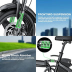 Electric bicycle for adults and teenagers, foldable e-bike for commuters and city use, foldable e-bike motor 48V 24MPH