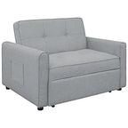 g 488243 Convertible Sleeper Sofa Bed MultiFunctional Adjustable Single Bed Chair with USB Port and 2 Pillows for Small Space Grey