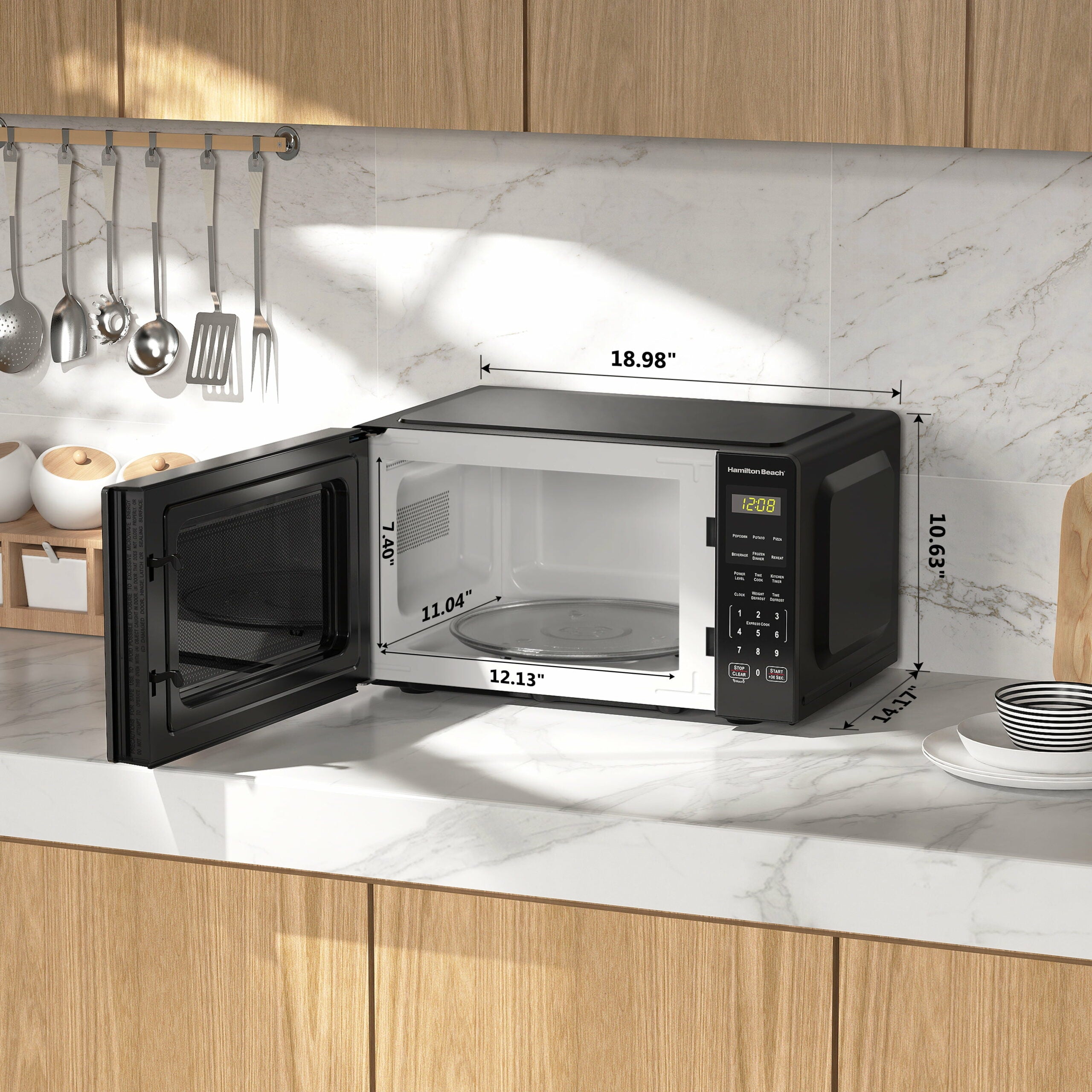 Hamilton Beach 0.9 Cu Ft 900W Stainless Steel Countertop Microwave Oven