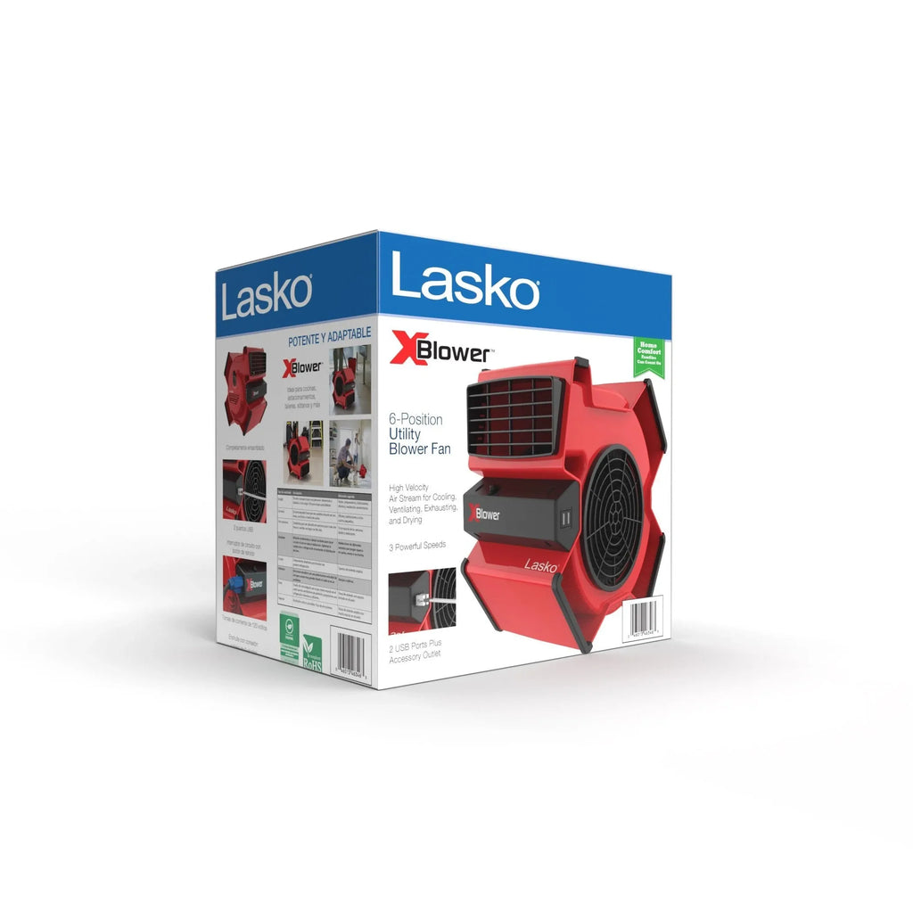 Lasko X-Blower Multi-Position Utility Blower Fan with 3 Speeds, X12900, Red