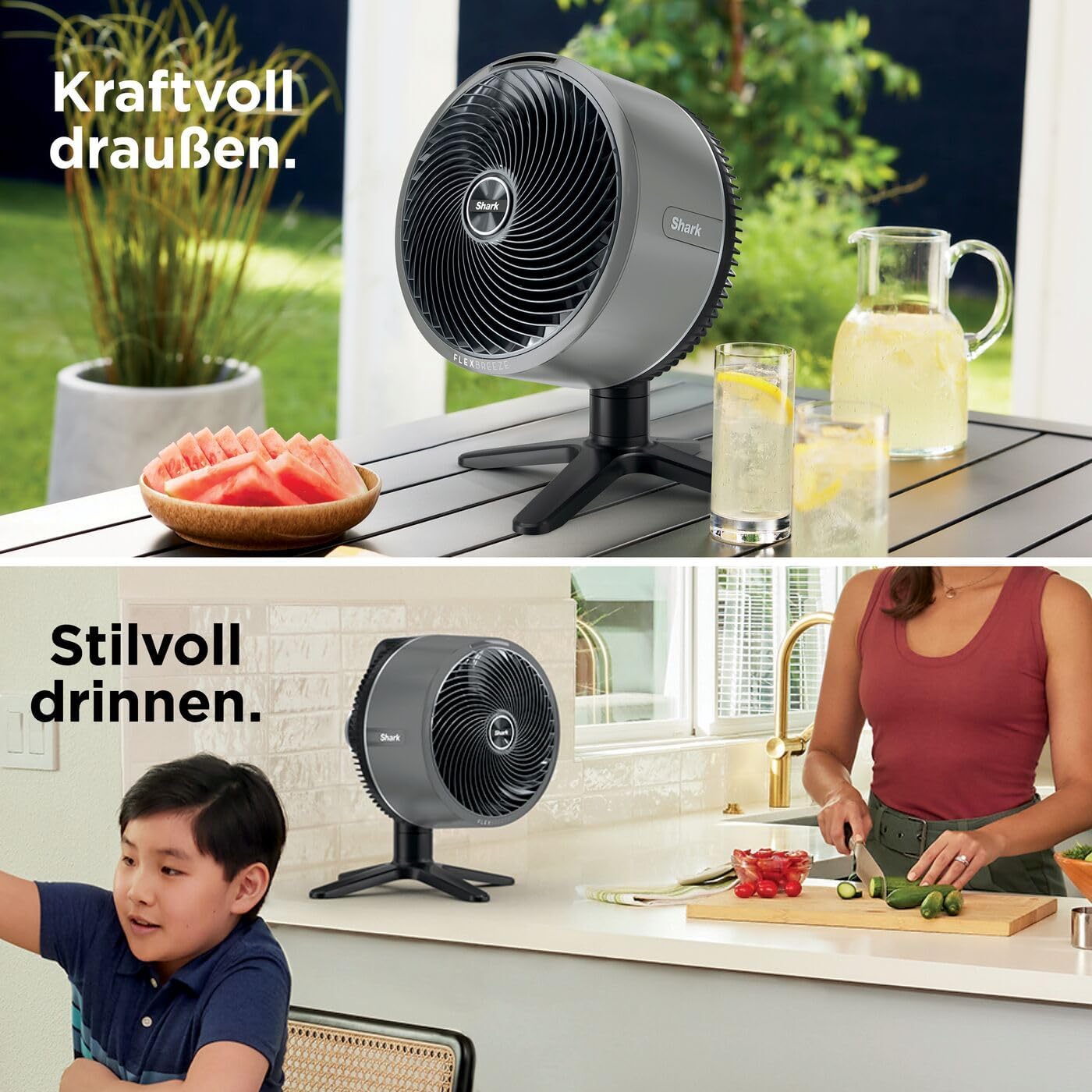 Shark FlexBreeze HydroGo Strong Fan with Mist, Cooling for Indoor & Outdoor Use, Quiet & Durable, Wired & Wireless, Compact & Lightweight, Up to 20m Airflow, Anthracite FA050EU