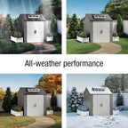 Rubbermaid resin garden shed with floor (2.13 x 2.13 m), weatherproof, grey, for storing garden tools, lawnmowers, bicycles and pool accessories