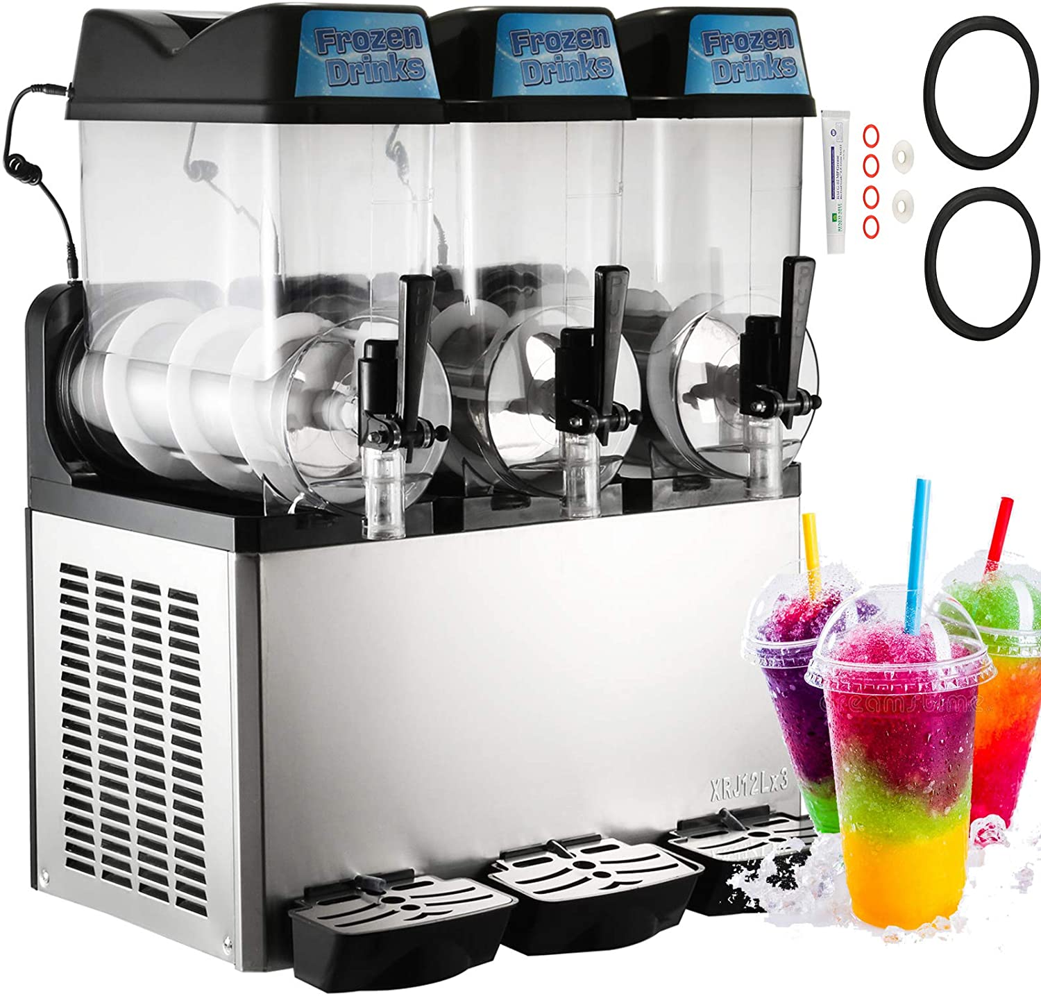 Slushy Machine 15L x 3 Tank 110V Margarita Maker Frozen Drink Machine Commercial Smoothie Maker Slushy Making Machine Suitable for Commercial Use