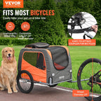 2025 VEVOR Dog Bike Trailer  Supports up to 66/88/100 lbs  Pet Cart Bicycle Carrier  Easy Folding Frame with Quick Release Wheels  Universal Bicycle Coupler  Reflectors  Flag  Collapsible to Store