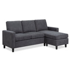 Walsunny Convertible Sectional Sofa, L-Shaped Linen Fabric Couch with Reversible Design and Movable Ottoman for Small Spaces