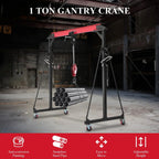 2025 1-ton gantry crane, adjustable, 2200 lbs lifting capacity, height adjustable 96.5"-143.7", portable hoist for factory, construction site, warehouse, auto repair shop